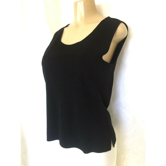 Exclusively Misook Tank Top Blouse Shirt Sleeveless Scoop Neck Black Kni… - Picture 2 of 4